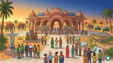 BRICS nations flag symbols and tourism motifs