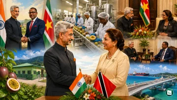 Union Minister S Jaishankar with leaders of Suriname and Trinidad & Tobago