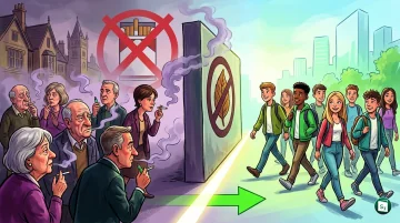 Digital illustration representing a smoke-free generation and the UK Parliament