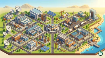 Digital illustration representing space manufacturing and satellite technology in India