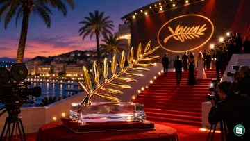 The iconic Palme d'Or trophy presented at the Cannes Film Festival.