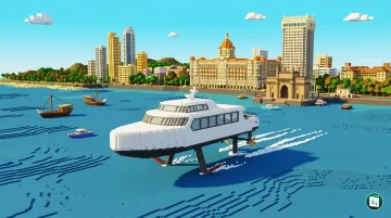 The Candela P12 electric hydrofoil vessel sailing in Mumbai waters