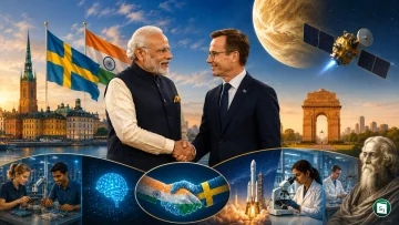 PM Modi and Swedish PM Ulf Kristersson shaking hands in Gothenburg