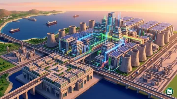 Digital representation of a hyperscale AI data center with Google Cloud branding in Visakhapatnam