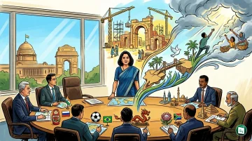 Dr. Neena Malhotra chairing the BRICS MENA meeting in New Delhi