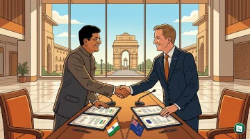 India and New Zealand signing the Free Trade Agreement at Bharat Mandapam