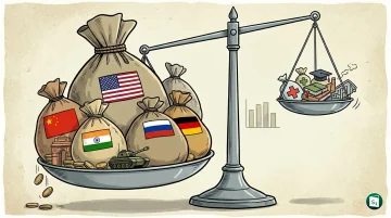 Graphic showing global military spending ranks with India at 5th position