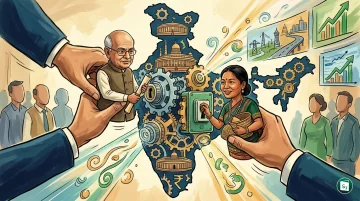 Digital illustration representing NITI Aayog and national policy planning