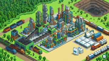 An industrial facility representing coal gasification and chemical production