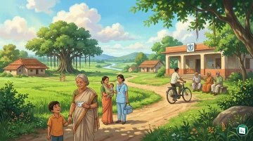 Digital illustration showing diverse generations of people protected by immunization