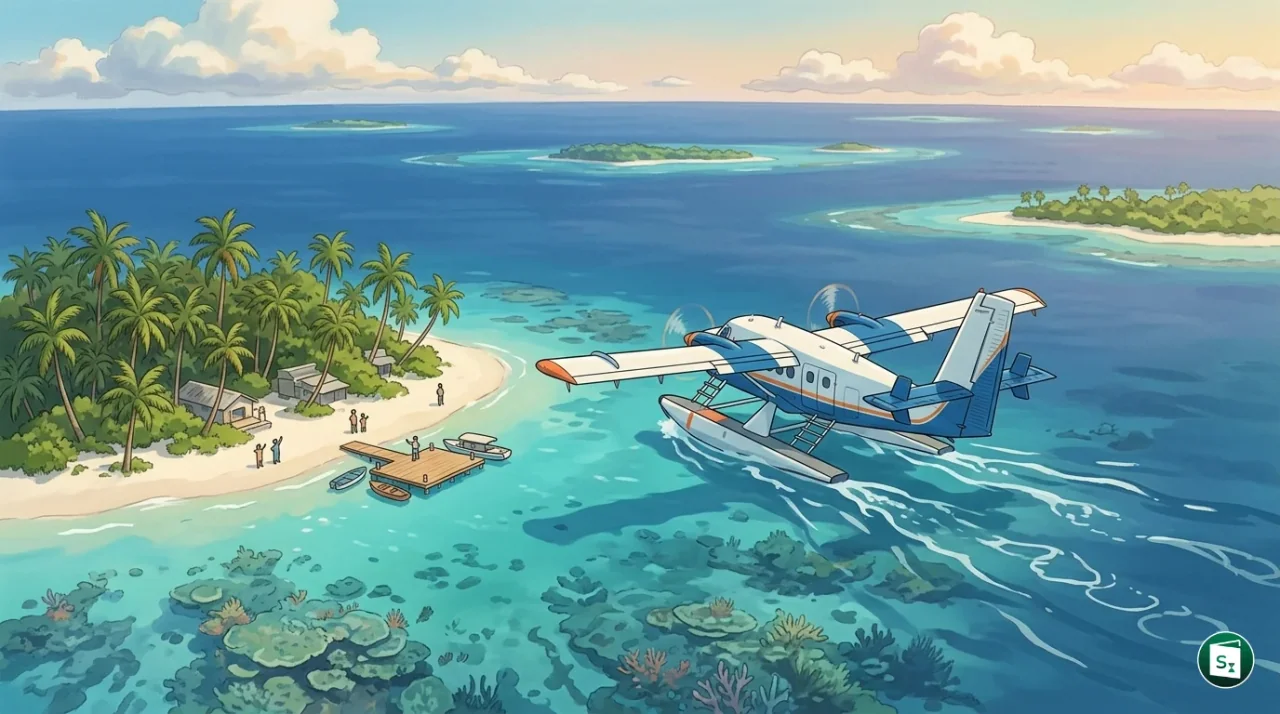 A 19-seater DHC-6 Twin Otter seaplane preparing for water take-off