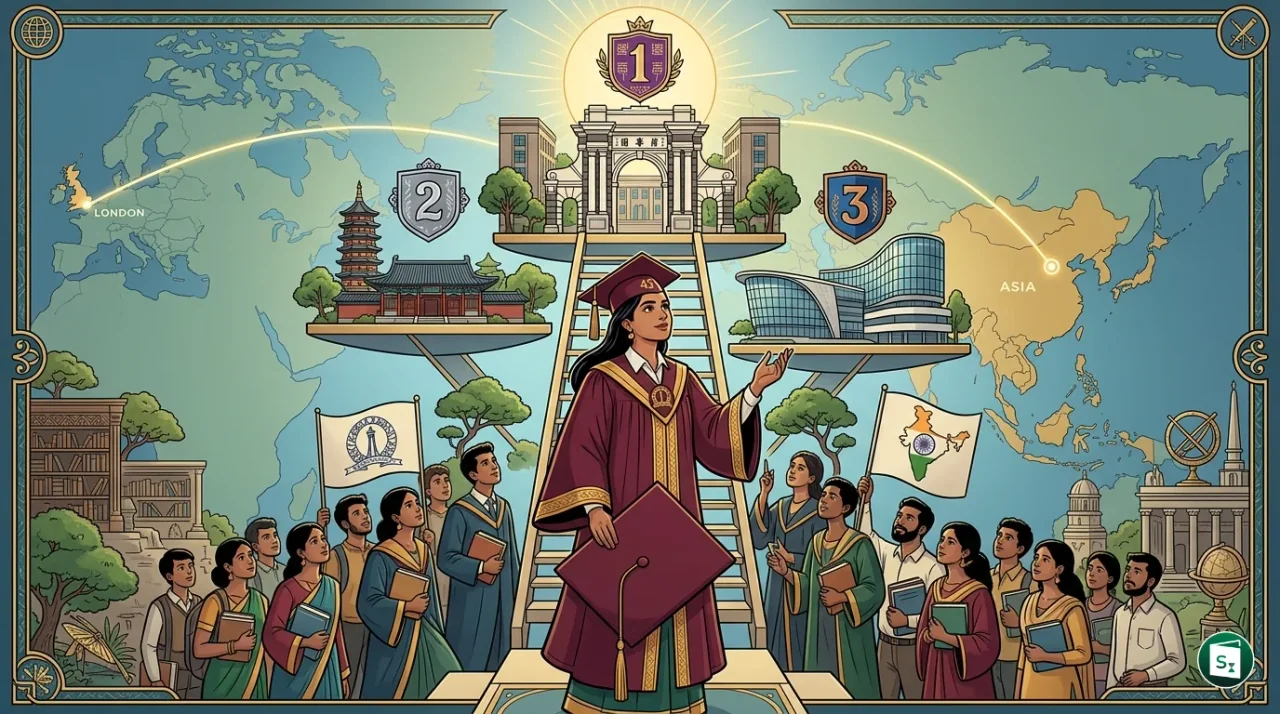 Digital representation of university rankings and academic excellence in Asia