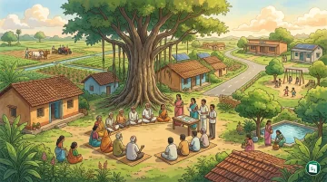 A vibrant village council meeting representing local self-governance in India.