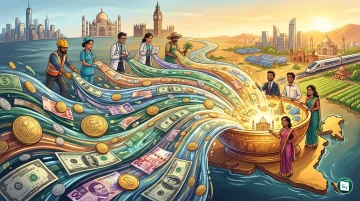 Graphic showing global remittance flows and India's position as the top recipient