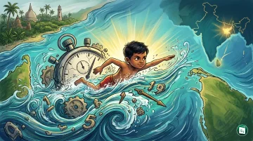 7-year-old Ishank Singh swimming across the Palk Strait between Sri Lanka and India