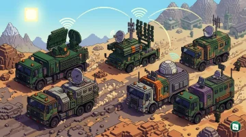 A representation of a ground-based mobile electronic warfare system