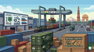 Indian and South Korean defence officials at the Joint Committee Meeting on defence industries cooperation