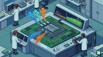 Engineer testing a compact MEMS multi gas sensor chip for industrial safety applications