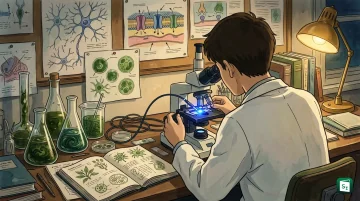 Illustration of brain neurons controlled by blue light representing the 2026 Nobel Prize optogenetics discovery