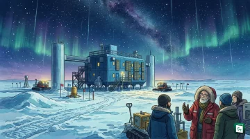IceCube Neutrino Observatory buried deep in Antarctic ice at the South Pole