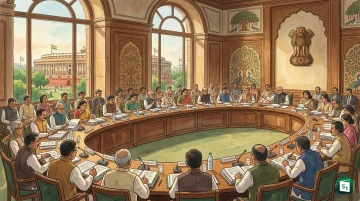 Parliament House of India with chamber view representing 24 reconstituted standing committees