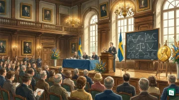 Nobel Prize medals with portraits of 2026 economics laureates Robert Hall and Michael Woodford