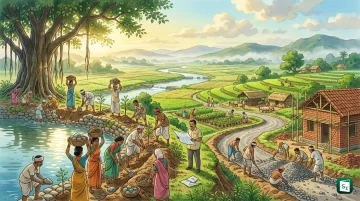 Rural workers building a check dam under the VB-G RAM G employment scheme
