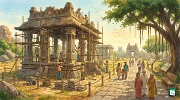 Stone chariot at Hampi with Taj Mahal and Bekal Fort representing HAL heritage conservation MoA