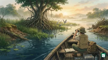 Illustration showing declining wildlife populations across forests, rivers and oceans highlighted in Living Planet Report 2026