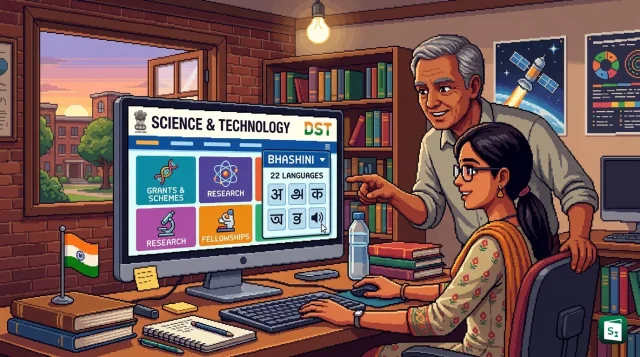 Department of Science and Technology new multilingual website with BHASHINI integration in 22 languages