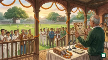 Former Indian captain Sunil Gavaskar releasing the book Sanjay Jagdale Rag Rag Mein Cricket in Indore