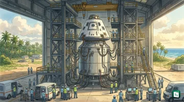 The Gaganyaan Crew Module separating from the Service Module during the return phase of India’s first human spaceflight mission
