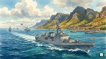 INS Tarkash, a Talwar-class stealth frigate of the Indian Navy, at Simon’s Town in South Africa during IBSAMAR IX 2026