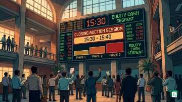Trading screen showing Indian equity market closing auction session timings under the revised SEBI CAS framework