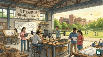 Defence drones in flight representing IIT Kanpur proposed defence drone hub with Ministry of Defence
