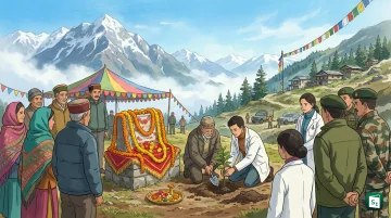 Foundation stone ceremony site for ICMR high altitude medicine research centre at Keylong in Lahaul Spiti