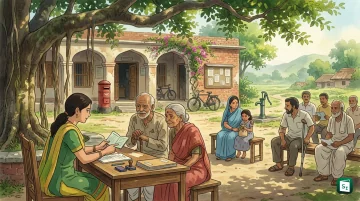 Elderly beneficiaries of PM Samajik Sahayata Yojana receiving social pension support in India