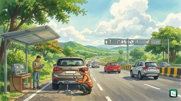 New cars and SUVs on road representing proposed BS-VII emission standards in India