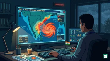 Interactive WebGIS map showing cyclone track, intensity and district rainfall warnings for India