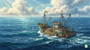 Map of Southern Indian Ocean showing SIOFA high seas area and Indian fishing vessel