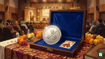 Rs 100 commemorative coin and Rs 5 postage stamp released for Ghanshyam Dass Jain birth centenary