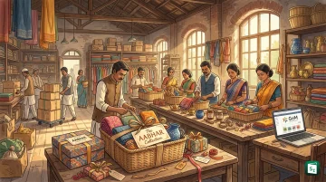 Curated Indian handicraft and handloom gift hampers displayed under GeM AABHAR Collection