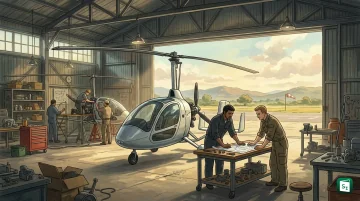 Gyroplane aircraft in flight representing VORAN Poland aviation collaboration for light aircraft manufacturing in India