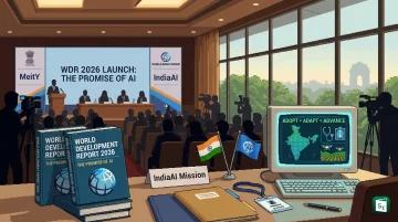 Union Minister Ashwini Vaishnaw launching World Development Report 2026 The Promise of AI in New Delhi