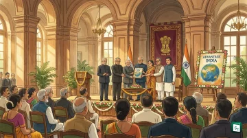 Vice President CP Radhakrishnan releasing Advantage India book by Anil K Antony