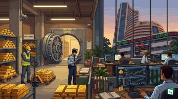 Gold bars in a secure vault representing BSE and MMTC-PAMP Electronic Gold Receipt market
