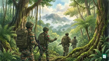 Indian and Indonesian special forces troops during Exercise Garuda Shakti joint jungle training
