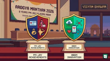 Union Health Minister inaugurating Arogya Manthan 2026 at Vigyan Bhawan in New Delhi