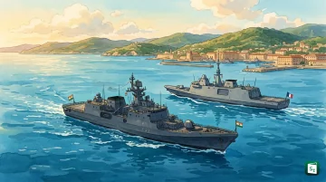 INS Trishul arriving at Toulon Naval Base for Exercise Varuna with the French Navy