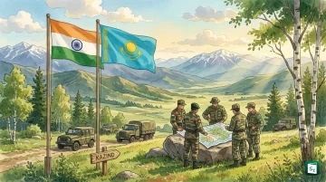 Indian and Kazakhstan soldiers during the opening ceremony of Exercise Kazind 2026 in Oskemen